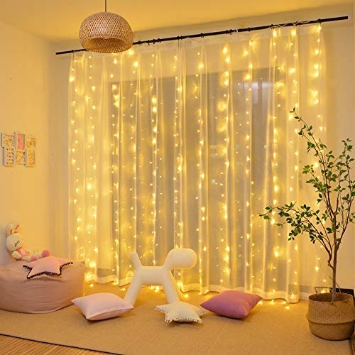 CREASHINE Norma de la UE 300 LED Cortina de Luces , Luces Led Decorativas. 8 Modos de Luz, Dormitorio Cadena de Luces LED Decoración de Casa, NavideñaNorma de la UE 300 LED , Luces Led Decorativas.