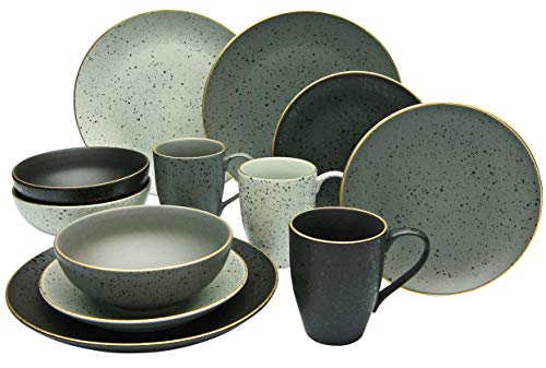 Creatable, 14634, series INDUSTRIAL GOLD, set of dishes, combination service 16 pieces, Stoneware