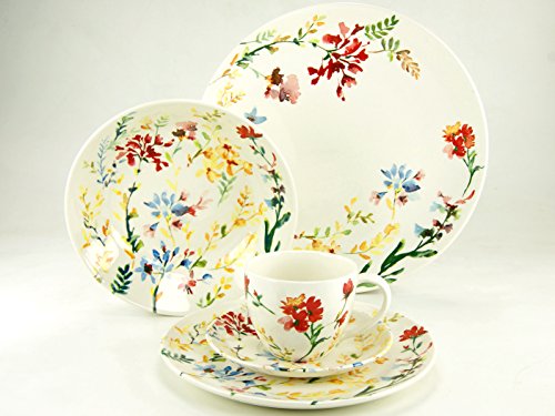 Creatable 19721 Serie Spring Floral, Vajilla, Porcelana, Multicolor, 40 x 32,5 x 32,5 cm, 30 Unidades