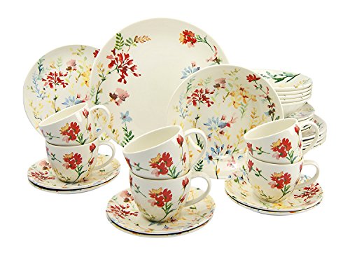 Creatable 19721 Serie Spring Floral, Vajilla, Porcelana, Multicolor, 40 x 32,5 x 32,5 cm, 30 Unidades