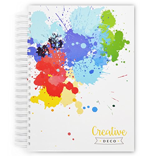 Creative Deco 2 x A4 Blocs de Dibujo Cuaderno Libreta | Total de 400 páginas | Set de 170 gsm con Cubierta Dura Espiral Dibujar Pintar Esbozar Colorear y como Material Escolar