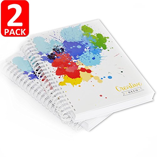 Creative Deco 2 x A4 Blocs de Dibujo Cuaderno Libreta | Total de 400 páginas | Set de 170 gsm con Cubierta Dura Espiral Dibujar Pintar Esbozar Colorear y como Material Escolar