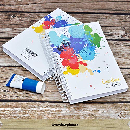 Creative Deco 2 x A4 Blocs de Dibujo Cuaderno Libreta | Total de 400 páginas | Set de 170 gsm con Cubierta Dura Espiral Dibujar Pintar Esbozar Colorear y como Material Escolar