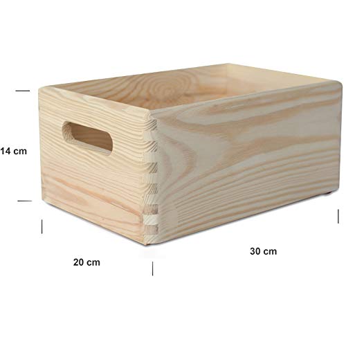 Creative Deco 2 x Grande Caja de Madera para Decorar | 30 x 20 x 14 cm | Asas | Baúl Cofre para Decoupage Decorar Almacenar Fruta Documentos Objetos de Valor Juguetes Herramientas