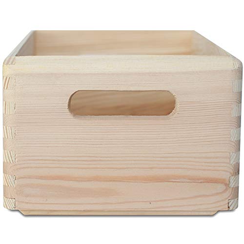 Creative Deco 2 x Grande Caja de Madera para Decorar | 30 x 20 x 14 cm | Asas | Baúl Cofre para Decoupage Decorar Almacenar Fruta Documentos Objetos de Valor Juguetes Herramientas