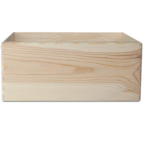 Creative Deco 2 x Grande Caja de Madera para Decorar | 30 x 20 x 14 cm | Asas | Baúl Cofre para Decoupage Decorar Almacenar Fruta Documentos Objetos de Valor Juguetes Herramientas