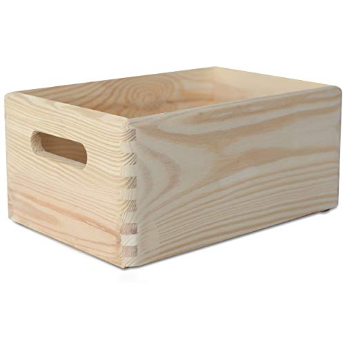 Creative Deco 2 x Grande Caja de Madera para Decorar | 30 x 20 x 14 cm | Asas | Baúl Cofre para Decoupage Decorar Almacenar Fruta Documentos Objetos de Valor Juguetes Herramientas