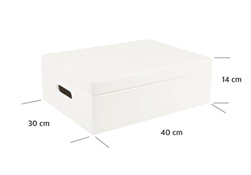 Creative Deco XL Blanca Grande Caja de Madera para Juguetes | 40 x 30 x 14 cm (+/-1cm) | con Tapa y Asas Cofre para Decorar | Almacenaje Documentos, Objetos de Valor, Herramientas