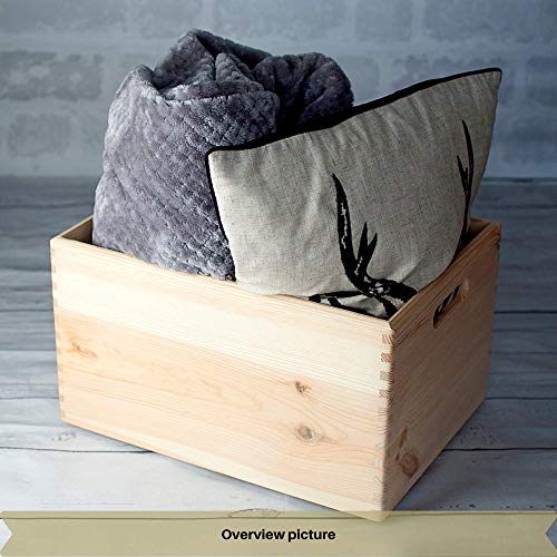 Creative Deco XXL Grande Caja de Madera para Decorar | 40 x 30 x 24 cm | Asas | Baúl Cofre para Decoupage Decorar Almacenar Fruta Documentos Objetos de Valor Juguetes Herramientas