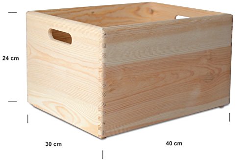 Creative Deco XXL Grande Caja de Madera para Decorar | 40 x 30 x 24 cm | Asas | Baúl Cofre para Decoupage Decorar Almacenar Fruta Documentos Objetos de Valor Juguetes Herramientas