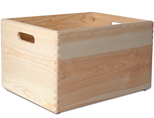 Creative Deco XXL Grande Caja de Madera para Decorar | 40 x 30 x 24 cm | Asas | Baúl Cofre para Decoupage Decorar Almacenar Fruta Documentos Objetos de Valor Juguetes Herramientas