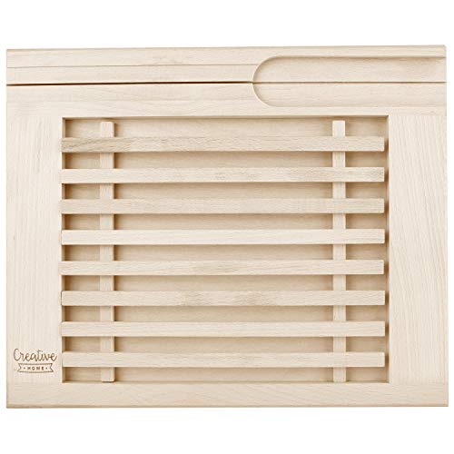 Creative Home Tabla para Cortar Pan de Madera con Recogemigas | 35,5 x 28,5 x 2 cm | con Rejilla Extraíble para Migas | Madera de Haya Natural | Gran Accesorio para Cualquier Cocina