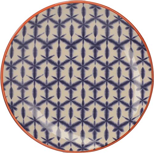 Creative Tops Drift - Juego de 3 platos laterales de cerámica decorados a mano, 15 cm, color azul y blanco