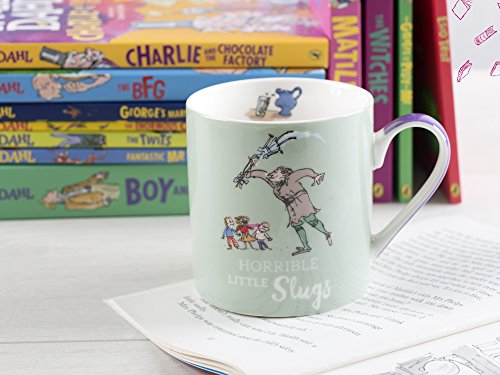 Creative Tops – Taza de Porcelana China Roald Dahl con Quentin Blake Matilda ilustración, Porcelana, Color Verde, 9,7 x 10,4 x 9,5 cm