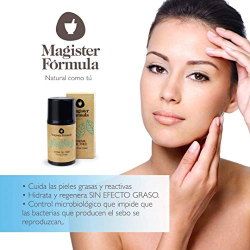 Crema Hidratante Facial Oil Free 50 ml | Especial para Piel Grasa y Sensible | Aporta Efecto Mate | Apta para Pieles Atópicas y con Acné | Día y Noche | Mujer y Hombre | Magister Fórmula