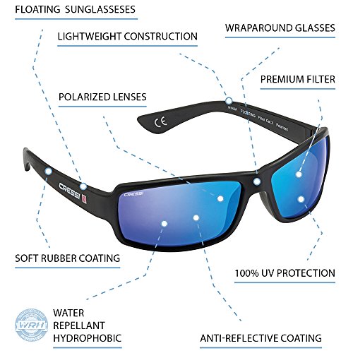 Cressi Ninja Floating - Gafas Flotantes Polarizadas para Deportes con una protección 100% UV Adultos Unisex, Negro/Negro