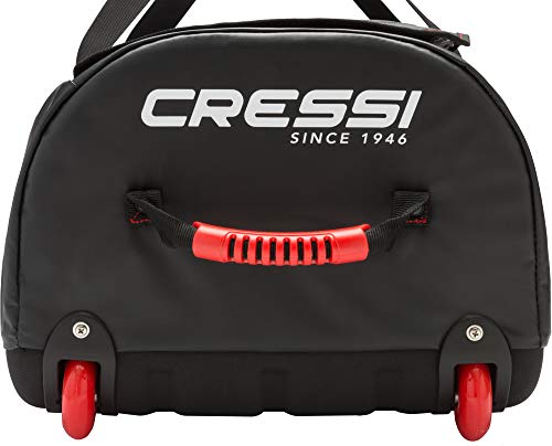 Cressi Tuna Dry Wheel Bag Bolsa Grande Impermeable con Ruedas, Unisex-Adult, Negro/Rojo, 120 L