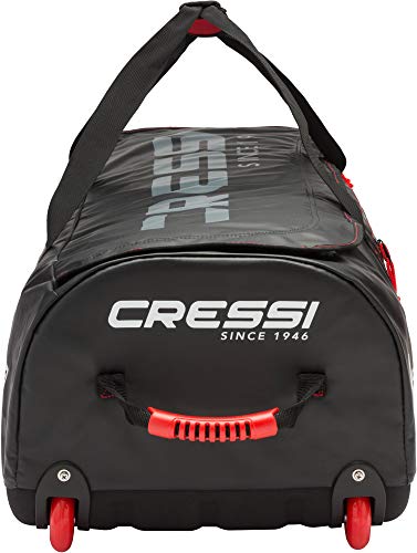 Cressi Tuna Dry Wheel Bag Bolsa Grande Impermeable con Ruedas, Unisex-Adult, Negro/Rojo, 120 L