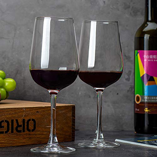 CREST - Juego de 8 copas de vino tinto de 360 ml, cristal de cristal, tallo largo, perfecto para el hogar, restaurantes y fiestas