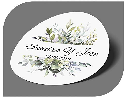 CrisPhy Pegatinas Personalizadas Boda con Nombre y Fecha, Etiquetas Adhesivas para Invitacion Boda Bautizo Compromiso Cumpleaños Fiesta Navidad Vintage Sellos