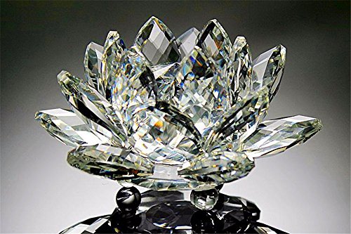 Cristal de cuarzo de 10 cm de cristal de loto de piedra natural y mineral Fósil flor de cristal para la boda de la familia Artesanía (Claro)