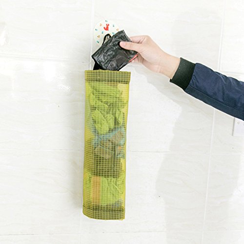 CRIVERS Organizador de Bolsas Hanging Mesh Rubbish, Portavasos Innovador Plegable, Bolsas de plástico Transparente/Dispensador de Bolsas de Basura para Cocina (1pc Amarillo+1pc Negro)