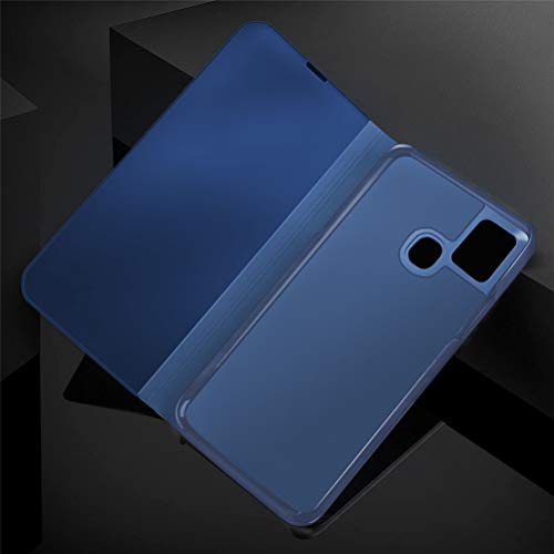 Croazhi - Funda para Samsung Galaxy A21s (piel, con efecto espejo, función atril, policarbonato, silicona, 360, resistente a los golpes, para smartphone Samsung A21s