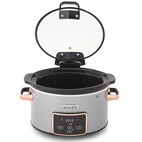 Crock-Pot CSC059X Olla de cocción lenta digital para preparar todo tipo de recetas, 3.5 litros, Plata/Cobre