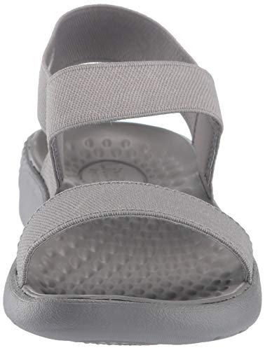 Crocs LiteRide Sandal W, Sandalias con Punta Abierta para Mujer, Gris (Smoke/Smoke 08d), 38/39 EU