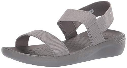 Crocs LiteRide Sandal W, Sandalias con Punta Abierta para Mujer, Gris (Smoke/Smoke 08d), 38/39 EU