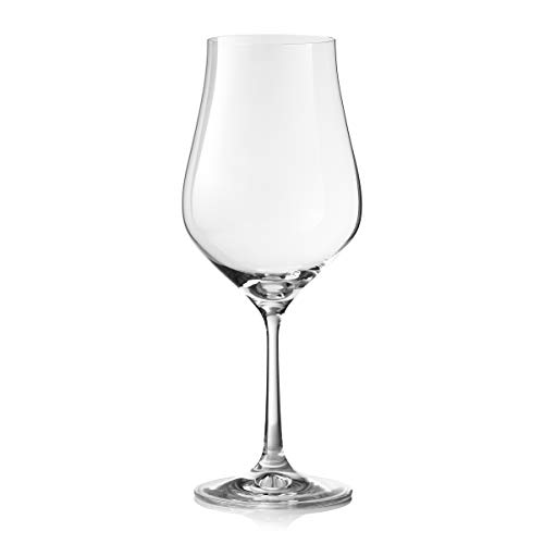 Crystalex - Copas de vino tinto de tallo largo (6 unidades, cristal de forma de tulipán grande, para Bordeaux, Merlot, vino tinto o blanco, copa de vino tinto y elegante, universal, 450 ml