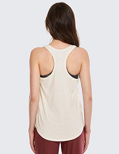 CRZ YOGA Mujer Algodón Pima Deporte de Sueltas Formación Camiseta sin Mangas Gris Hielo/blanco-R744 42