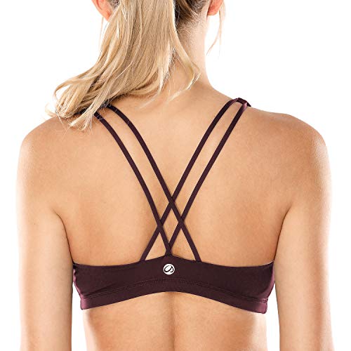 CRZ YOGA - Sujetador Deportivo Yoga Cruzados Espalda Sin Aros para Mujer Chocolate S