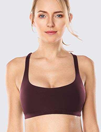 CRZ YOGA - Sujetador Deportivo Yoga Cruzados Espalda Sin Aros para Mujer Chocolate S