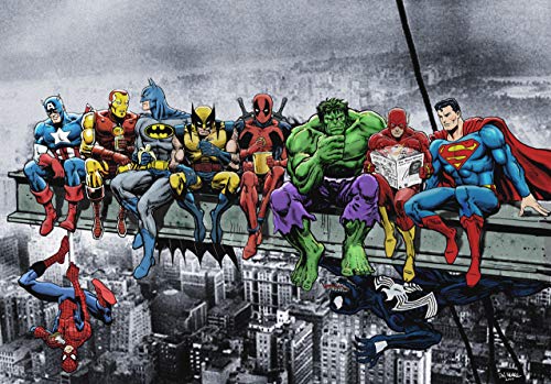 Cuadro metacrilato Superheroes Desayuno en Manhattan Marvel – Metacrilato de 4mm de Grosor - Fabricado en España - Impresión en Alta resolución – Varias Medidas (60, 41)