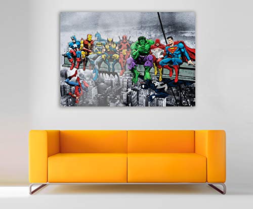 Cuadro metacrilato Superheroes Desayuno en Manhattan Marvel – Metacrilato de 4mm de Grosor - Fabricado en España - Impresión en Alta resolución – Varias Medidas (60, 41)