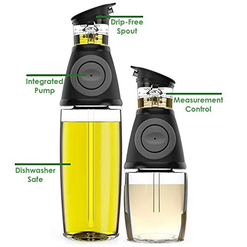 Cuasting - Juego de 2 botellas dispensadoras de aceite de oliva de 9/17oz con boquillas antigoteo para cocina