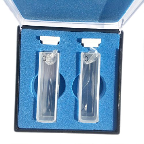 Cubeta de cuarzo con tapa de PTFE, 2 pcs estándar de 10 mm 3,5 ml espectrómetro celular(Ángulo redondeado)