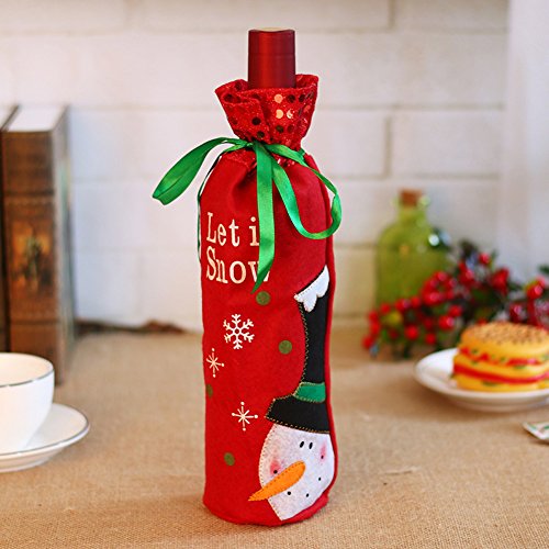 Cubierta de la botella de vino de Navidad，2 unids Navidad Botella de Vino Cubiertas Bolsas Decoración de la Mesa de Cena Para la Decoración Del Partido