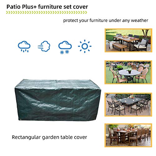 Cubierta protectora para mesa de patio, 170 x 95 x 70 cm, impermeable, transpirable, polipropileno, para muebles de exterior, color verde