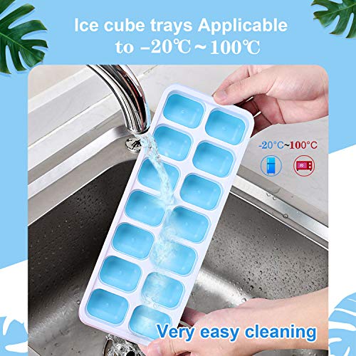 Cubitera Hielo 4 Packs, 56 Fácil Liberación Bandejas Hielo con Tapa en total, Certificado Lfgb & Sin BPA para Hielo Flexible, Moldes Cubitera Silicona para Whisky, Cócteles y Bebidas Refrigeradas