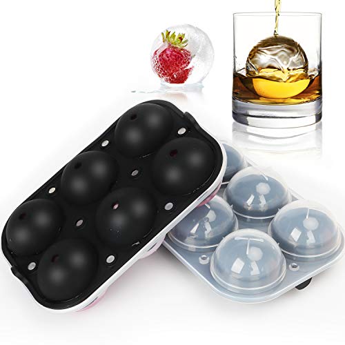 Cubiteras para Hielo con Tapa Moldes de Cubitos de Hielo sin BPA 12 x Cubitos Grandes, Duran Más - Hielos Redondos, Fáciles de Desmoldar- Moldes Apilables para Congelador, Whisky, Cóctel，Juego de 2 x