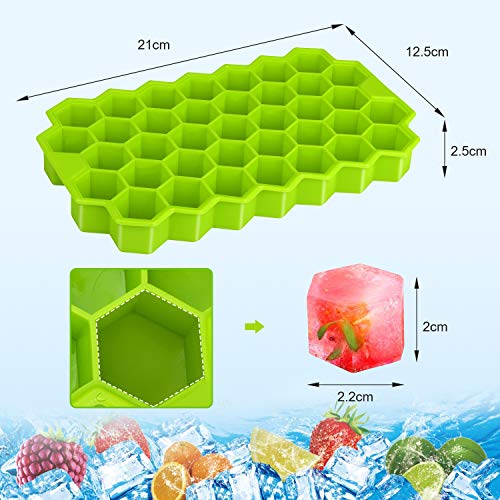 Cubitos de hielo con tapas, 3 unidades, antiderrames, reutilizables, de silicona de grado alimenticio, duraderos, fáciles de liberar y sin BPA, 111 moldes para congelador, alimentos para bebés, agua