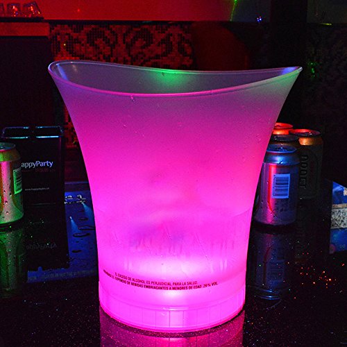 Cubo de hielo LED, cambio de color, champán, vino, enfriador de bebidas, retro, para bodas, clubes, bares, mesa de Navidad, fiestas, 5 l