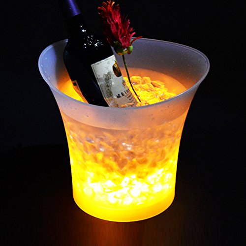 Cubo de hielo LED, cambio de color, champán, vino, enfriador de bebidas, retro, para bodas, clubes, bares, mesa de Navidad, fiestas, 5 l