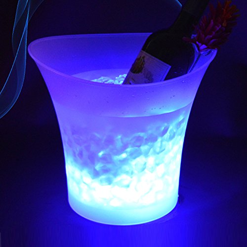 Cubo de hielo LED, cambio de color, champán, vino, enfriador de bebidas, retro, para bodas, clubes, bares, mesa de Navidad, fiestas, 5 l