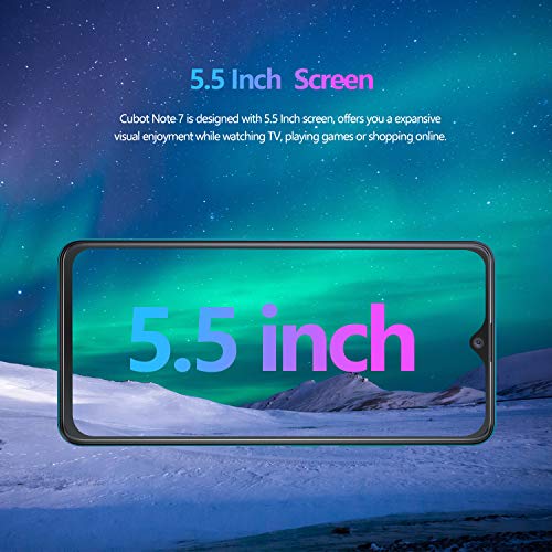 CUBOT Note 7 Smartphone 5.5" Teléfono móvil 4G 3100mAh Dual SIM Android 10.0, Triple Cámara 16GB ROM Face ID CUBOT Oficial,Azul