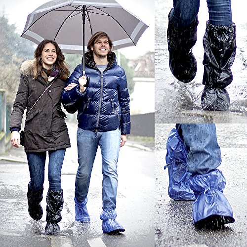 Cubrecalzado Impermeable de PVC - Resistente y Reutilizable - con Suela Antideslizante - galochas para Lluvia, Nieve y Fango - Modelo bajo - Negro (M (40-42), Negro)