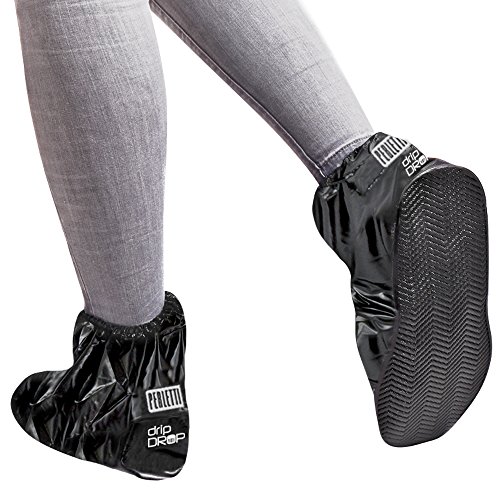 Cubrecalzado Impermeable de PVC - Resistente y Reutilizable - con Suela Antideslizante - galochas para Lluvia, Nieve y Fango - Modelo bajo - Negro (M (40-42), Negro)