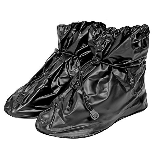 Cubrecalzado Impermeable de PVC - Resistente y Reutilizable - con Suela Antideslizante - galochas para Lluvia, Nieve y Fango - Modelo bajo - Negro (M (40-42), Negro)